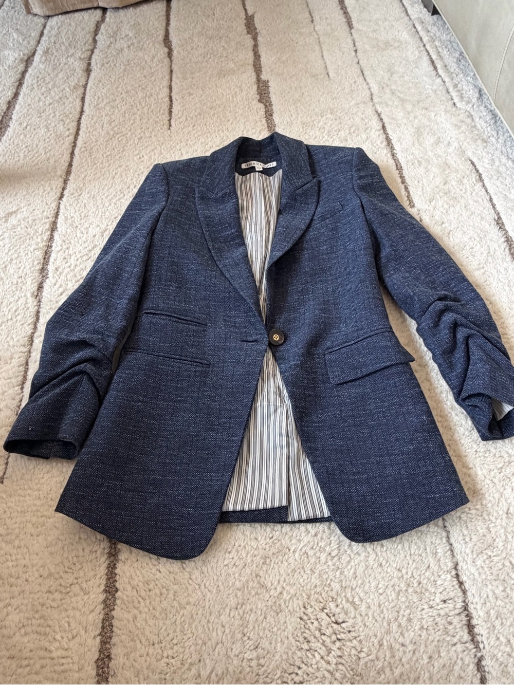 Veronica Beard Navy Long Classic Lightweight Blazer